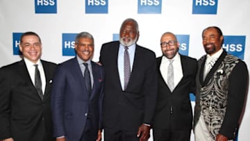 New York Knicks. Steve Mills, Scott Perry and former players. (Photo by Astrid Stawiarz/Getty Images for Hospital for Special Surgery)