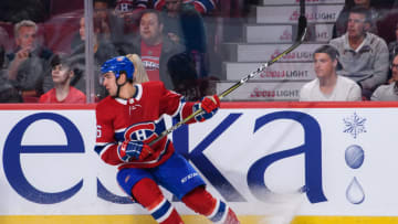 MONTREAL, QC - SEPTEMBER 19: Montreal Canadiens left wing Joel Teasdale (86) brakes during the second period of the NHL preseason game between the New Florida Panthers and the Montreal Canadiens on September 19, 2018, at the Bell Centre in Montreal, QC (Photo by Vincent Ethier/Icon Sportswire via Getty Images)