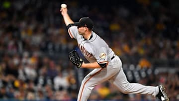 PITTSBURGH, PA - JUNE 30: Dan Slania #57 of the San Francisco Giants pitches during the ninth inning against the Pittsburgh Pirates at PNC Park on June 30, 2017 in Pittsburgh, Pennsylvania. (Photo by Joe Sargent/Getty Images)