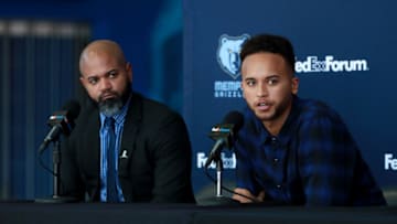MEMPHIS, TN - SEPTEMBER 17: Kyle Anderson of the Memphis Grizzlies is introduced during a press conference on September 17, 2018 at FedExForum in Memphis, Tennessee. NOTE TO USER: User expressly acknowledges and agrees that, by downloading and or using this photograph, User is consenting to the terms and conditions of the Getty Images License Agreement. Mandatory Copyright Notice: Copyright 2018 NBAE (Photo by Joe Murphy/NBAE via Getty Images)