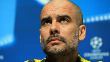 MANCHESTER, ENGLAND - FEBRUARY 20: Josep Guardiola of Manchester City answers questions from the media during the Manchester City Training and Press Conference at Etihad Campus on February 20, 2017 in Manchester, England. (Photo by Jan Kruger/Getty Images)