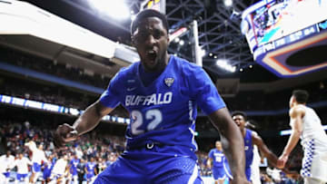 BOISE, ID - MARCH 17: Dontay Caruthers #22 of the Buffalo Bulls reacts during the second half against the Kentucky Wildcats in the second round of the 2018 NCAA Men's Basketball Tournament at Taco Bell Arena on March 17, 2018 in Boise, Idaho. (Photo by Ezra Shaw/Getty Images)