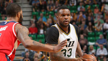SALT LAKE CITY, UT - MARCH 10: Trevor Booker #33 of the Utah Jazz handles the ball against the Washington Wizards on March 10, 2016 at vivint.SmartHome Arena in Salt Lake City, Utah. Copyright 2016 NBAE (Photo by Melissa Majchrzak/NBAE via Getty Images)