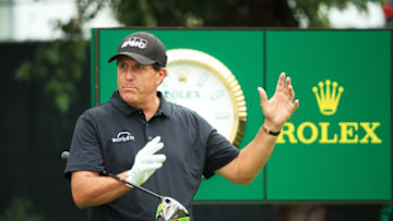 MEDINAH, ILLINOIS - AUGUST 18: Phil Mickelson of the United States prepares to play from the tenth tee during the final round of the BMW Championship at Medinah Country Club No. 3 on August 18, 2019 in Medinah, Illinois. (Photo by Andrew Redington/Getty Images)