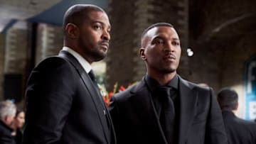 Bulletproof -- "Episode 2" -- Image Number: BLP202_0004.jpg -- Pictured (L-R): Noel Clarke as Aaron Bishop and Ashley Walters as Ronnie Pike -- Photo: © Sky UK Limited