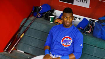 Apr 10, 2016; Phoenix, AZ, USA; Chicago Cubs outfielder Jorge Soler against the Arizona Diamondbacks at Chase Field. Mandatory Credit: Mark J. Rebilas-USA TODAY Sports