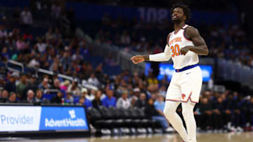 ORLANDO, FLORIDA - MARCH 23: Julius Randle #30 of the New York Knicks looks on against the Orlando Magic during the first quarter at Amway Center on March 23, 2023 in Orlando, Florida. NOTE TO USER: User expressly acknowledges and agrees that, by downloading and or using this photograph, User is consenting to the terms and conditions of the Getty Images License Agreement. (Photo by Douglas P. DeFelice/Getty Images)