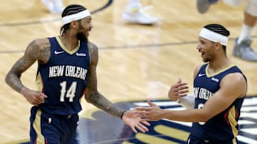 Brandon Ingram #14 of the New Orleans Pelicans and Josh Hart. (Photo by Sean Gardner/Getty Images)