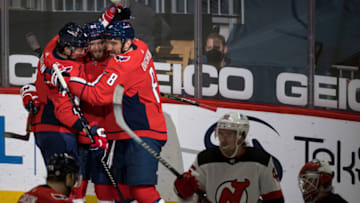 Evgeny Kuznetsov, Alex Ovechkin, Brenden Dillon, Washington Capitals Mandatory Credit: Scott Taetsch-USA TODAY Sports