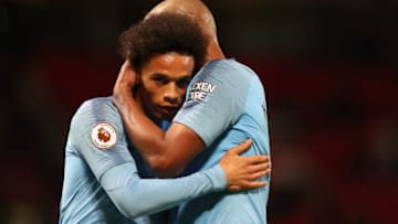 MANCHESTER, ENGLAND - APRIL 24: Leroy Sane of Manchester City during the Premier League match between Manchester United and Manchester City at Old Trafford on April 24, 2019 in Manchester, United Kingdom. (Photo by Catherine Ivill/Getty Images)