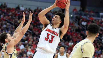 LOUISVILLE, KENTUCKY - JANUARY 22: Jordan Nwora #33 of the Louisville Cardinals shoots the ball against the Georgia Tech Yellow Jackets at KFC YUM! Center on January 22, 2020 in Louisville, Kentucky. (Photo by Andy Lyons/Getty Images)