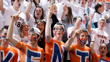 AUBURN, AL - FEBRUARY 14: Auburn Tigers fans get ready before a game against the Kentucky Wildcats at Auburn Arena on February 14, 2018 in Auburn, Alabama. (Photo by Joe Robbins/Getty Images)