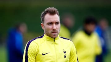 ENFIELD, ENGLAND - MARCH 06: Christian Eriksen looks on during a Tottenham Hotspur training session on the eve of their UEFA Champions League match against Juventus at Tottenham Hotspur Training Centre on March 6, 2018 in Enfield, England. (Photo by Julian Finney/Getty Images)