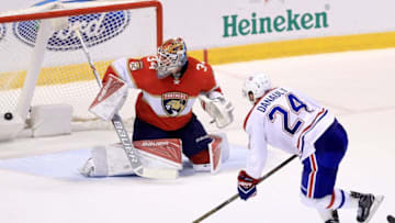 SUNRISE, FL - DECEMBER 29: Phillip Danault #24 of the Montreal Canadiens scores the game winning goal against James Reimer #34 of the Florida Panthers during a game at BB&T Center on December 29, 2016 in Sunrise, Florida. (Photo by Mike Ehrmann/Getty Images)
