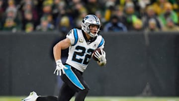 GREEN BAY, WISCONSIN - NOVEMBER 10: Christian McCaffrey #22 of the Carolina Panthers runs with the football against the Green Bay Packers at Lambeau Field on November 10, 2019 in Green Bay, Wisconsin. (Photo by Quinn Harris/Getty Images)