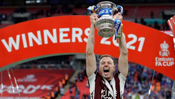 Leicester City's Northern Irish defender Jonny Evans (Photo by KIRSTY WIGGLESWORTH/POOL/AFP via Getty Images)