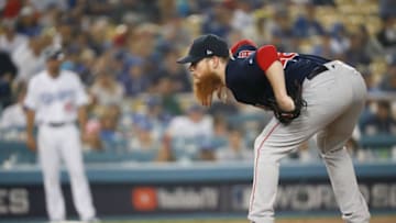 LOS ANGELES, CA - OCTOBER 27: Closing pitcher Craig Kimbrel #46 of the Boston Red Sox pitches in the ninth inning in Game Four of the 2018 World Series against the Los Angeles Dodgers at Dodger Stadium on October 27, 2018 in Los Angeles, California. (Photo by Sean M. Haffey/Getty Images)