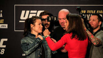 UFC 248 Media day face-offs - Weili Zhang vs. Joanna Jedrzejczyk (photo by Amy Kaplan/FanSided)