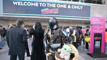 NEW YORK, NEW YORK - OCTOBER 13: A cosplayer posing as The Mandalorian and Grogu attends New York Comic Con 2023 - Day 2 at Javits Center on October 13, 2023 in New York City. (Photo by Bryan Bedder/Getty Images for ReedPop)