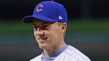 CHICAGO, IL - SEPTEMBER 12: PGA Tour golfer Jordan Spieth smiles after throwing a ceremonial first pitch before the Chicago Cubs take on the New York Mets at Wrigley Field on September 12, 2017 in Chicago, Illinois. (Photo by Jonathan Daniel/Getty Images)