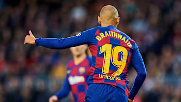 BARCELONA, SPAIN - MARCH 07: Martin Braithwaite of FC Barcelona reacts during the Liga match between FC Barcelona and Real Sociedad at Camp Nou on March 07, 2020 in Barcelona, Spain. (Photo by Silvestre Szpylma/Quality Sport Images/Getty Images)