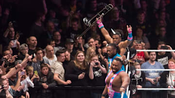 COLOGNE, GERMANY - FEBRUARY 11: The New Day during WWE Road to WrestleMania at the Lanxess Arena on February 11, 2016 in Cologne, Germany. (Photo by Marc Pfitzenreuter/Getty Images)