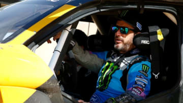 Legendary off-road racer and YouTube star Ken Block prepares to take the wheel of Extreme Es E-SUV to take part in the Grand Prix of Qiddiya finale of the Dakar 2020, on January 17, 2020. - Extreme E is a radical new racing series, which will see electric SUVs competing in extreme environments around the world which have already been damaged or affected by climate and environmental issues. (Photo by FRANCK FIFE / AFP) (Photo by FRANCK FIFE/AFP via Getty Images)