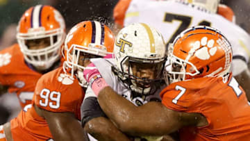 CLEMSON, SC - OCTOBER 28: Teammates Clelin Ferrell