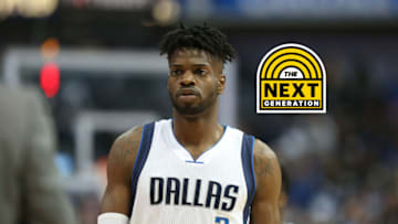 Mar 5, 2017; Dallas, TX, USA; Dallas Mavericks forward center Nerlens Noel (3) heads to the bench during a timeout against the Oklahoma City Thunder at American Airlines Center. Mandatory Credit: Matthew Emmons-USA TODAY Sports