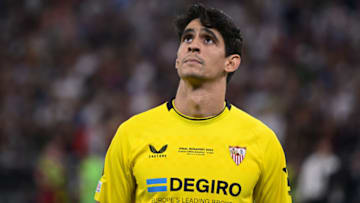 BUDAPEST, HUNGARY - MAY 31: Yassine Bounou of Sevilla FC during the UEFA Europa League 2022/23 final match between Sevilla FC and AS Roma at Puskas Arena on May 31, 2023 in Budapest, Hungary. (Photo by Mattia Ozbot/Getty Images)