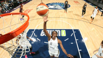 MINNEAPOLIS, MN - JULY 28: Chiney Ogwumike #13 of Team Parker goes up for a rebound against Team Delle Donne during the Verizon WNBA All-Star Game 2018 on July 28, 2018 at the Target Center in Minneapolis, Minnesota. NOTE TO USER: User expressly acknowledges and agrees that, by downloading and/or using this photograph, user is consenting to the terms and conditions of the Getty Images License Agreement. Mandatory Copyright Notice: Copyright 2018 NBAE (Photo by David Sherman/NBAE via Getty Images)