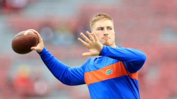 COLUMBIA, SOUTH CAROLINA - OCTOBER 19: Kyle Trask #11 of the Florida Gators warms up before their game against the South Carolina Gamecocks at Williams-Brice Stadium on October 19, 2019 in Columbia, South Carolina. (Photo by Streeter Lecka/Getty Images)