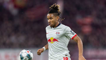 Bayern Munich is reportedly interested in RB Leipzig forward Christopher Nkunku.(Photo by Boris Streubel/Getty Images)