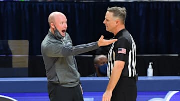 Dec 6, 2020; University Park, Pennsylvania, USA; Seton Hall Pirates head coach Kevin Willard reacts to a call against the Penn State Nittany Lions during the first half at the Bryce Jordan Center. Mandatory Credit: Rich Barnes-USA TODAY Sports