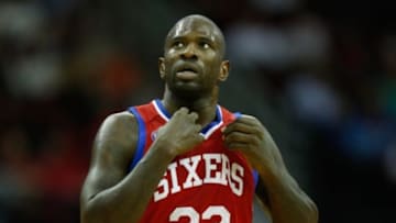 Dec 19, 2012; Houston, TX, USA; Philadelphia 76ers shooting guard Jason Richardson (23) reacts to a call against the Houston Rockets during the fourth quarter at the Toyota Center. The Rockets won 125-103. Mandatory Credit: Thomas Campbell-USA TODAY Sports
