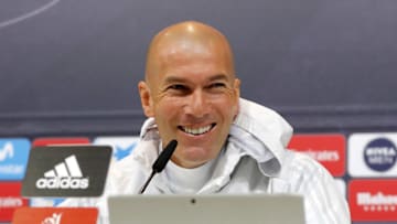 MADRID, SPAIN - APRIL 07: Head coach Zinedine Zidane of Real Madrid attends a press conference at Valdebebas training ground on April 7, 2018 in Madrid, Spain. (Photo by Angel Martinez/Real Madrid via Getty Images)
