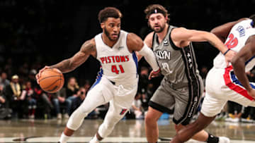 Detroit Pistons forward Saddiq Bey (41) drives past Brooklyn Nets guard Joe Harris Credit: Wendell Cruz-USA TODAY Sports