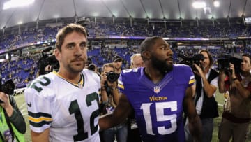 Greg Jennings, Minnesota Vikings, Aaron Rodgers, Green Bay Packers. (Photo by Hannah Foslien/Getty Images)