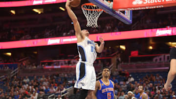 Orlando Magic forward Aaron Gordon (00) goes for a dunk against the New York Knicks on Monday, March 6, 2017 at Amway Center in Orlando, Fla. (Ricardo Ramirez Buxeda/Orlando Sentinel/TNS via Getty Images)