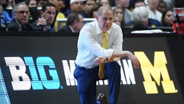 ANAHEIM, CALIFORNIA - MARCH 28: Head coach John Beilein of the Michigan Wolverines reacts during the 2019 NCAA Men's Basketball Tournament West Regional game against the Texas Tech Red Raiders at Honda Center on March 28, 2019 in Anaheim, California. (Photo by Harry How/Getty Images)