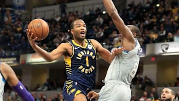 INDIANAPOLIS, INDIANA - FEBRUARY 25: T.J. Warren #1 of the Indiana Pacers shoots the ball against the Charlotte Hornets at Bankers Life Fieldhouse on February 25, 2020 in Indianapolis, Indiana. NOTE TO USER: User expressly acknowledges and agrees that, by downloading and or using this photograph, User is consenting to the terms and conditions of the Getty Images License Agreement. (Photo by Andy Lyons/Getty Images)