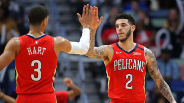 Lonzo Ball #2 of the New Orleans Pelicans and Josh Hart (Photo by Jonathan Bachman/Getty Images)