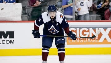 Nov 26, 2016; Denver, CO, USA; Colorado Avalanche center Matt Duchene (9) before the game against the Vancouver Canucks at the Pepsi Center. Mandatory Credit: Isaiah J. Downing-USA TODAY Sports