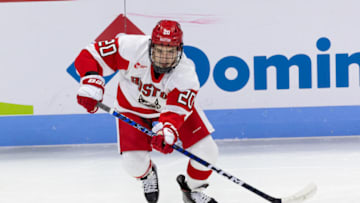 BOSTON, MA - NOVEMBER 23: Lane Hutson. (Photo by Richard T Gagnon/Getty Images)