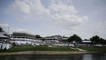 FORT WORTH, TEXAS - MAY 26: A general view of the 18th green as C.T> Pan of Taiwan putts during the final round of the Charles Schwab Challenge at Colonial Country Club on May 26, 2019 in Fort Worth, Texas. (Photo by Michael Reaves/Getty Images)