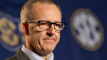 NASHVILLE, TN - MARCH 13: Greg Sankey the new commissioner of the SEC talks to the media before the quaterfinals of the SEC Basketball Tournament at Bridgestone Arena on March 13, 2015 in Nashville, Tennessee. (Photo by Andy Lyons/Getty Images)