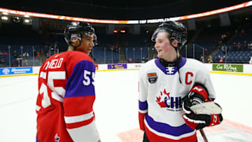 Alexis Lafreniere #11 of Team White and Quinton Byfield #55 (Photo by Vaughn Ridley/Getty Images)