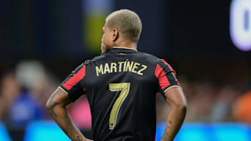 ATLANTA, GA MARCH 17: Atlanta's Josef Martinez (7) looks downfield during the MLS match between Philadelphia Union and Atlanta United FC on March 17th, 2019 at Mercedes Benz Stadium in Atlanta, GA. (Photo by Rich von Biberstein/Icon Sportswire via Getty Images)