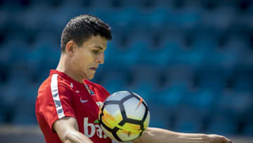 OSLO, NORWAY - MAY 29: Mohamed Amine Elyounoussi of Norway during training session before Iceland v Norway at Ullevaal Stadion on May 29, 2018 in Oslo, Norway. (Photo by Trond Tandberg/Getty Images)