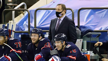 Assistant coach Jacques Martin of the New York Rangers works the game against the Washington Capitals . (Photo by Bruce Bennett/Getty Images)
